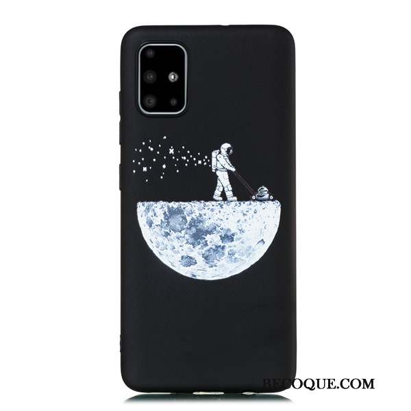 Samsung Galaxy A51 Coque Fluide Doux Incassable Noir Tout Compris Tendance Ornements Suspendus