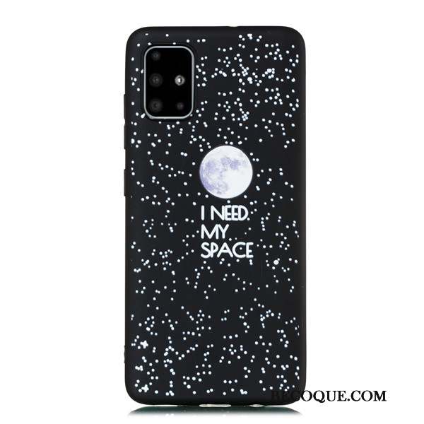 Samsung Galaxy A51 Coque Fluide Doux Incassable Noir Tout Compris Tendance Ornements Suspendus