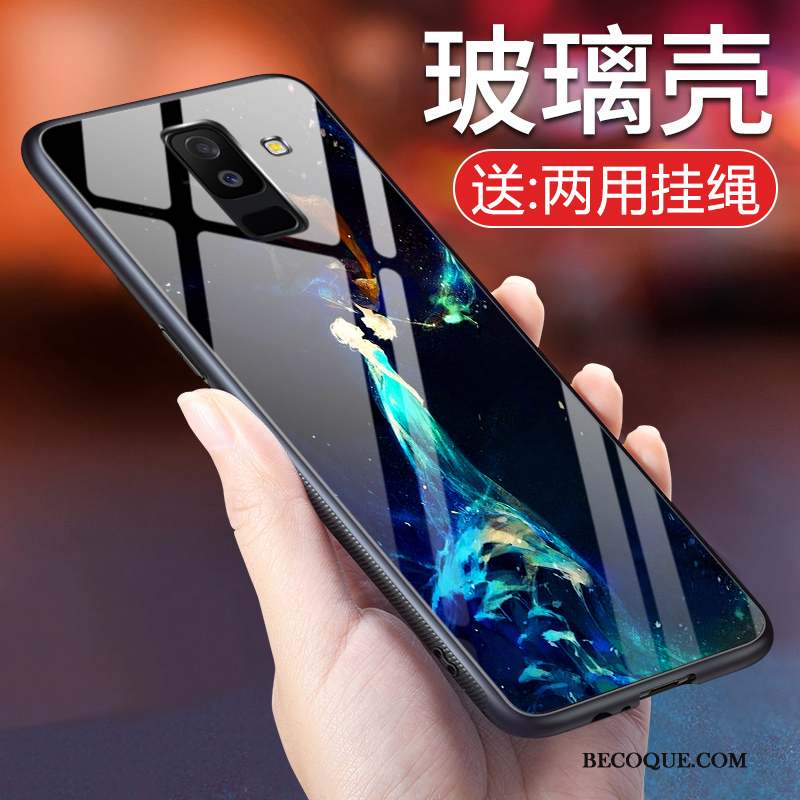 Samsung Galaxy A6+ Bleu Fluide Doux Étui Coque De Téléphone Silicone Incassable