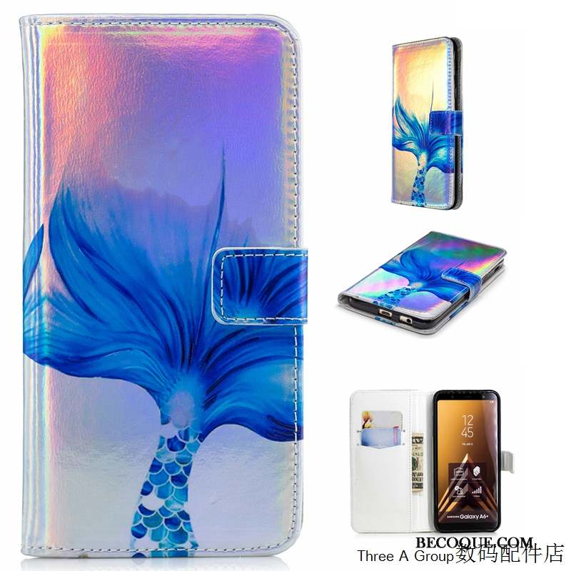 Samsung Galaxy A6 Bleu Tout Compris Étui Protection Coque Clamshell