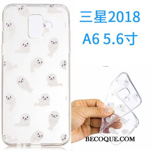 Samsung Galaxy A6 Coque Dessin Animé Fluide Doux Étui Silicone Incassable Rose