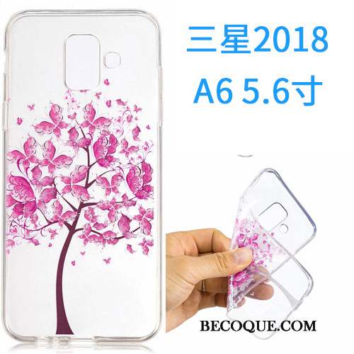 Samsung Galaxy A6 Coque Dessin Animé Fluide Doux Étui Silicone Incassable Rose