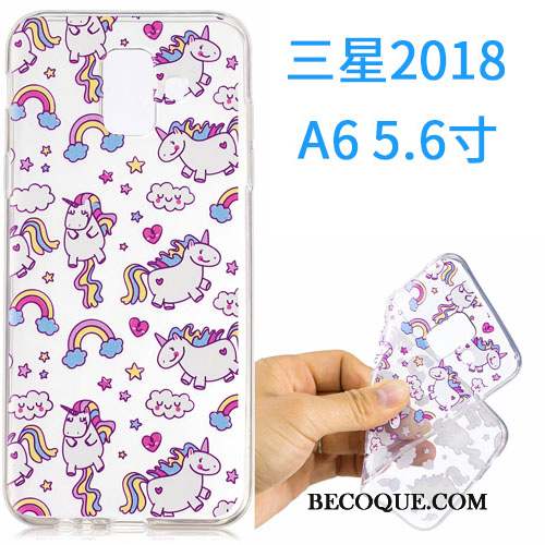 Samsung Galaxy A6 Coque Dessin Animé Fluide Doux Étui Silicone Incassable Rose