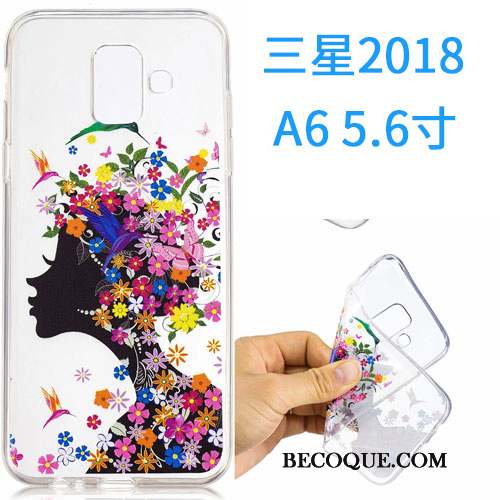 Samsung Galaxy A6 Coque Dessin Animé Fluide Doux Étui Silicone Incassable Rose