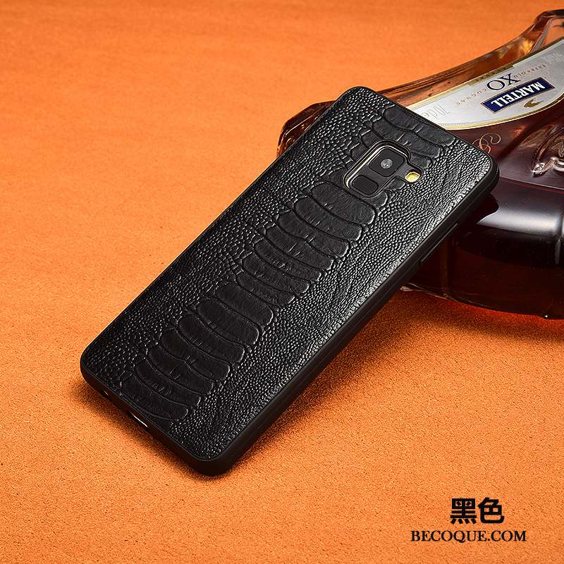 Samsung Galaxy A6 Coque Personnalité Marque De Tendance Tout Compris Incassable Noir Étui En Cuir