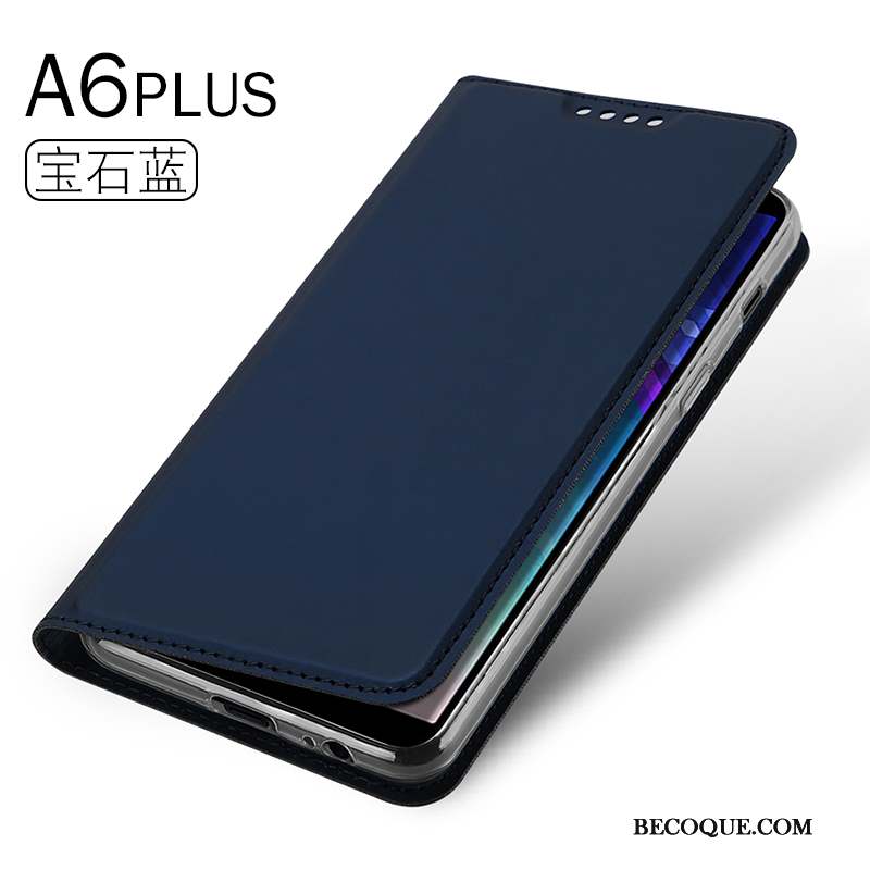 Samsung Galaxy A6+ Coque Étui Tout Compris Étui En Cuir Mince Incassable Téléphone Portable