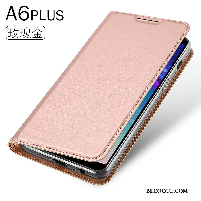 Samsung Galaxy A6+ Coque Étui Tout Compris Étui En Cuir Mince Incassable Téléphone Portable