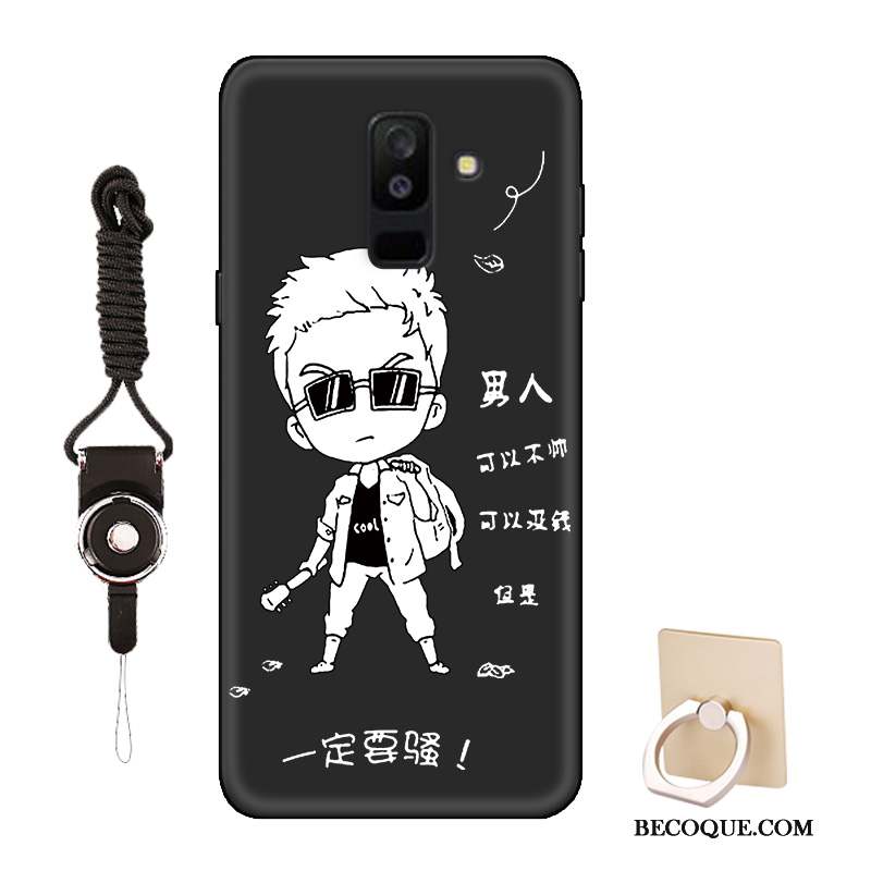 Samsung Galaxy A6+ Dessin Animé Coque De Téléphone Étui Fluide Doux Délavé En Daim Amoureux