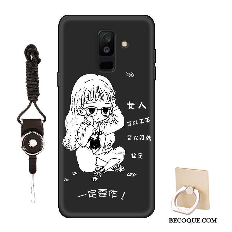 Samsung Galaxy A6+ Dessin Animé Coque De Téléphone Étui Fluide Doux Délavé En Daim Amoureux