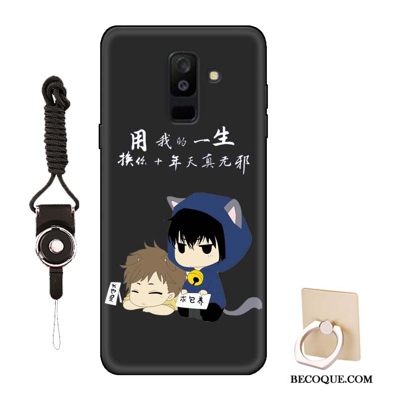 Samsung Galaxy A6+ Dessin Animé Coque De Téléphone Étui Fluide Doux Délavé En Daim Amoureux