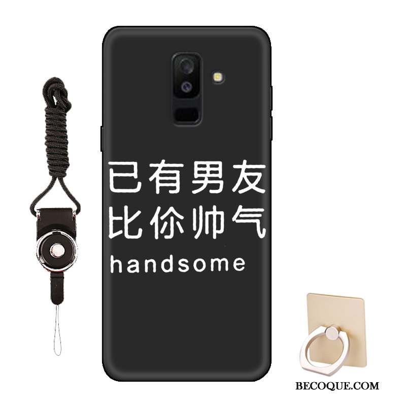 Samsung Galaxy A6+ Dessin Animé Coque De Téléphone Étui Fluide Doux Délavé En Daim Amoureux