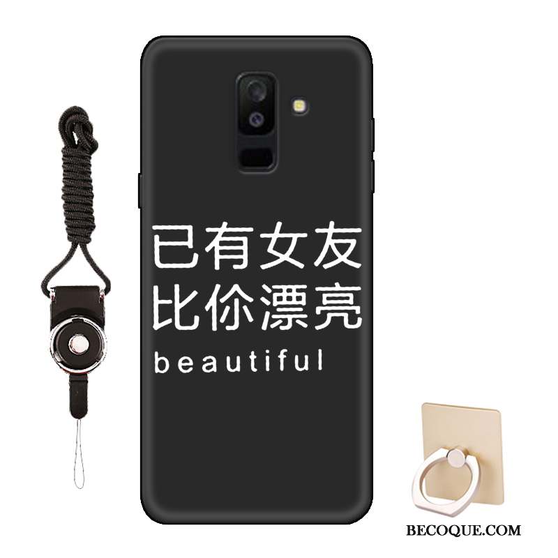 Samsung Galaxy A6+ Dessin Animé Coque De Téléphone Étui Fluide Doux Délavé En Daim Amoureux