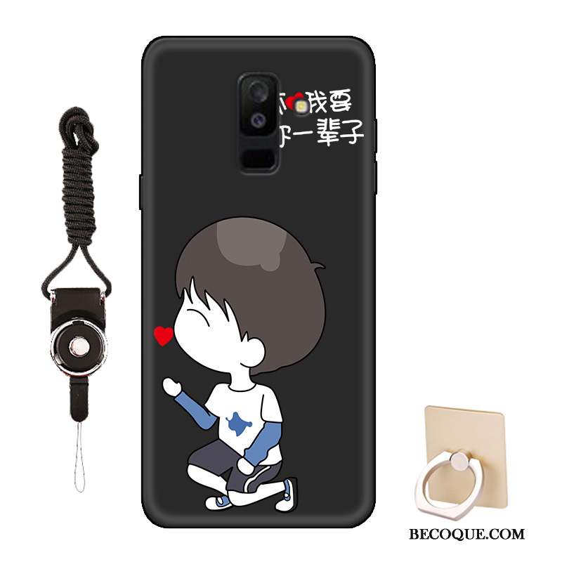 Samsung Galaxy A6+ Dessin Animé Coque De Téléphone Étui Fluide Doux Délavé En Daim Amoureux