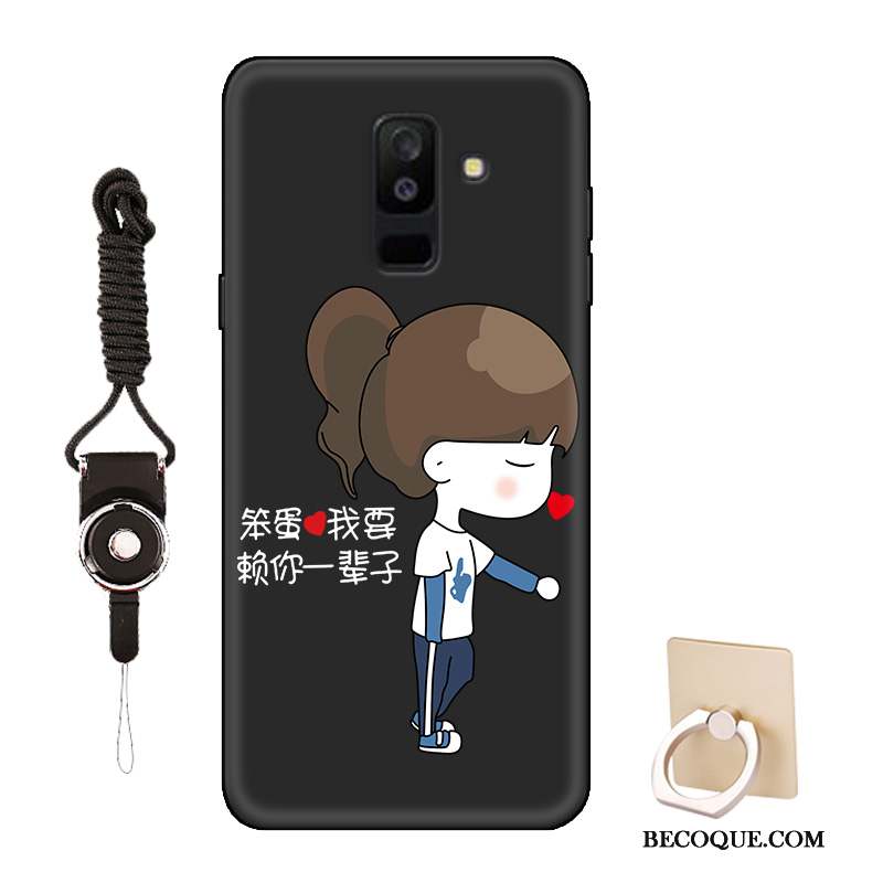 Samsung Galaxy A6+ Dessin Animé Coque De Téléphone Étui Fluide Doux Délavé En Daim Amoureux