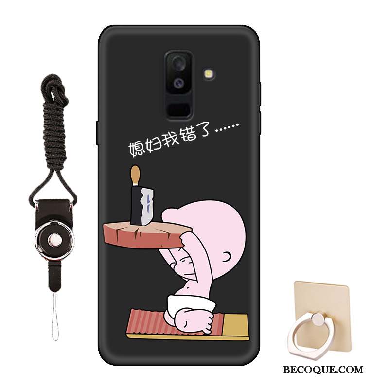 Samsung Galaxy A6+ Dessin Animé Coque De Téléphone Étui Fluide Doux Délavé En Daim Amoureux