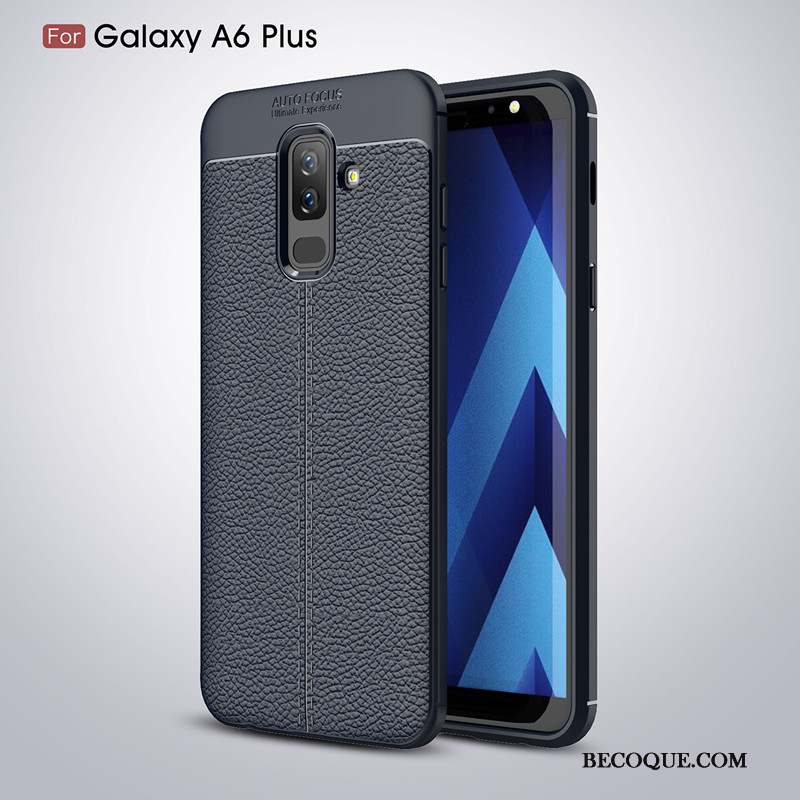 Samsung Galaxy A6+ Modèle Fleurie Noir Incassable Coque De Téléphone Fluide Doux Tout Compris