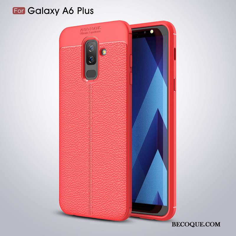 Samsung Galaxy A6+ Modèle Fleurie Noir Incassable Coque De Téléphone Fluide Doux Tout Compris