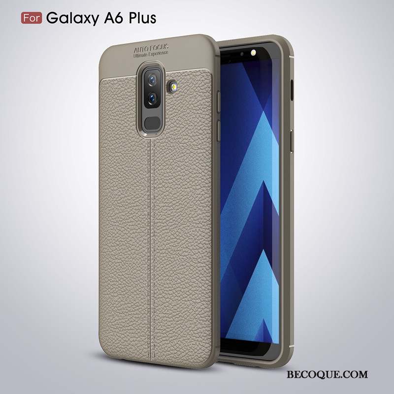 Samsung Galaxy A6+ Modèle Fleurie Noir Incassable Coque De Téléphone Fluide Doux Tout Compris