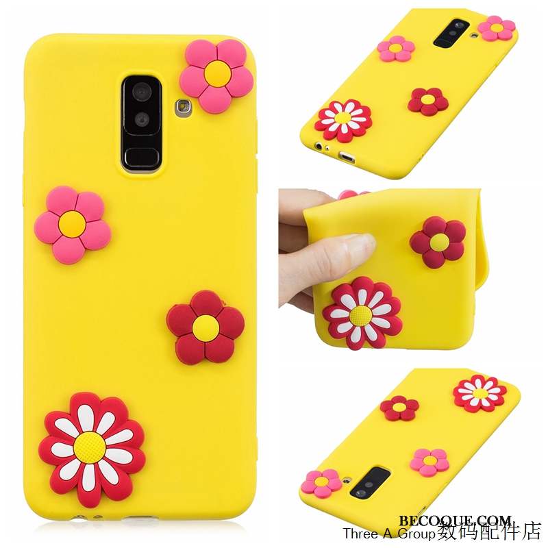 Samsung Galaxy A6+ Protection Coque Jaune De Téléphone En Silicone Fluide Doux