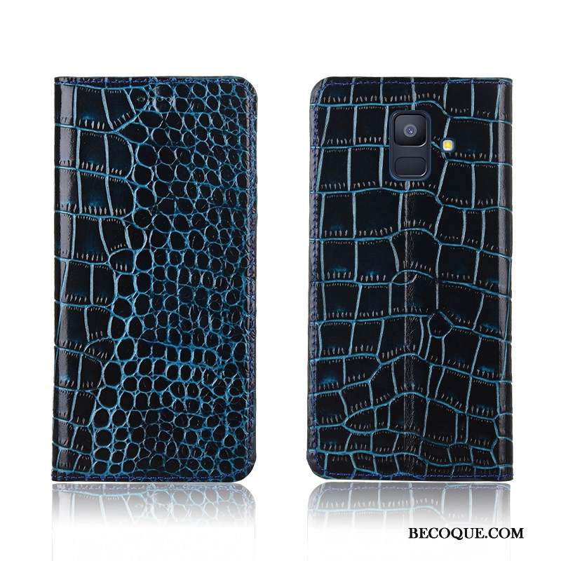 Samsung Galaxy A6 Téléphone Portable Protection Crocodile Coque De Téléphone Incassable Cuir Véritable