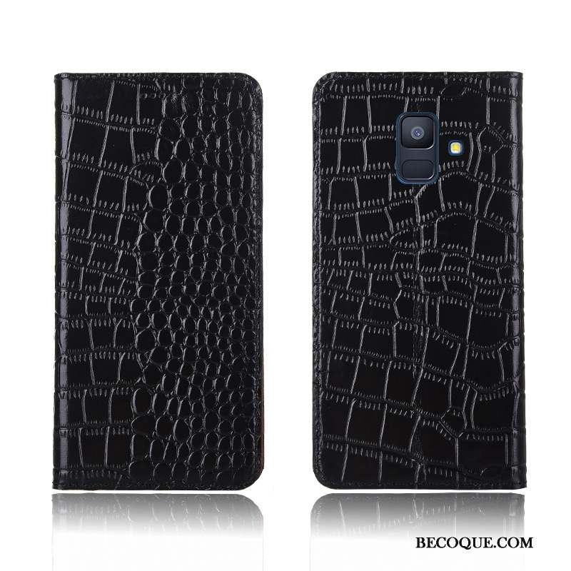 Samsung Galaxy A6+ Étui Cuir Véritable Protection Coque De Téléphone Téléphone Portable Crocodile