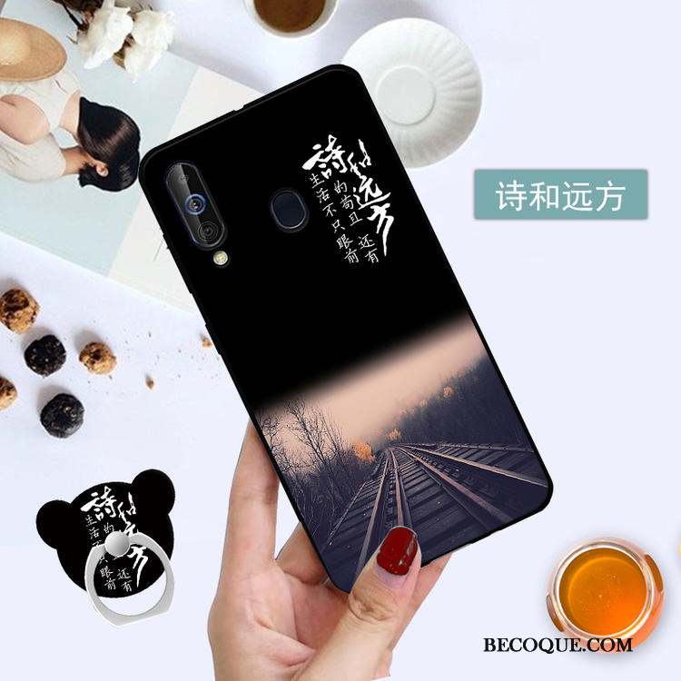 Samsung Galaxy A60 Protection Coque Étui Téléphone Portable Noir Membrane
