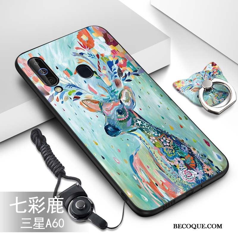 Samsung Galaxy A60 Étui Vert Fluide Doux Coque De Téléphone Silicone Dessin Animé