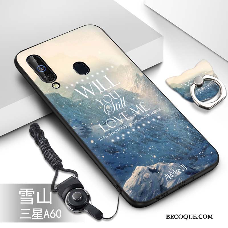 Samsung Galaxy A60 Étui Vert Fluide Doux Coque De Téléphone Silicone Dessin Animé