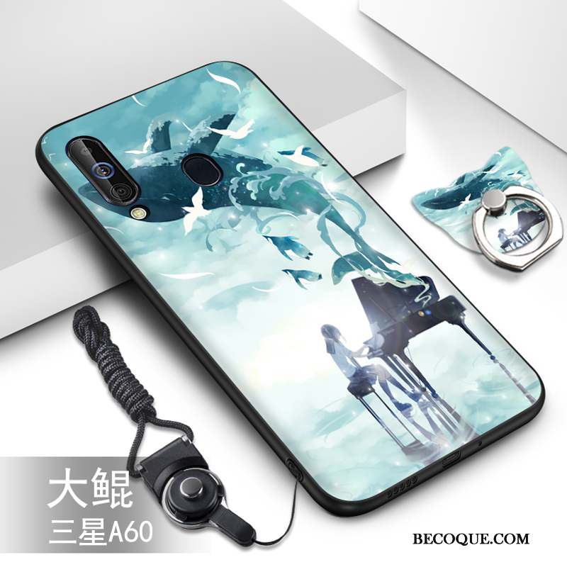 Samsung Galaxy A60 Étui Vert Fluide Doux Coque De Téléphone Silicone Dessin Animé