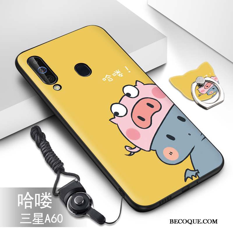 Samsung Galaxy A60 Étui Vert Fluide Doux Coque De Téléphone Silicone Dessin Animé