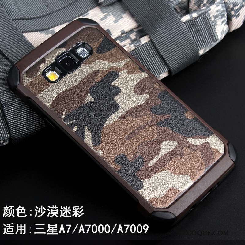 Samsung Galaxy A7 2015 Coque Créatif Personnalité Camouflage Protection Vert Or Rose