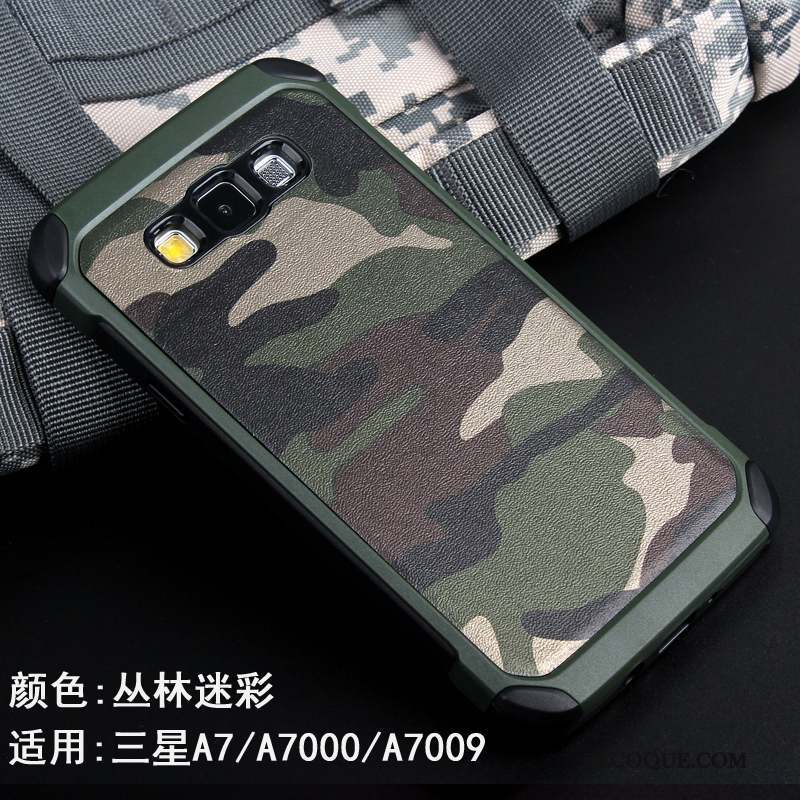 Samsung Galaxy A7 2015 Coque Créatif Personnalité Camouflage Protection Vert Or Rose