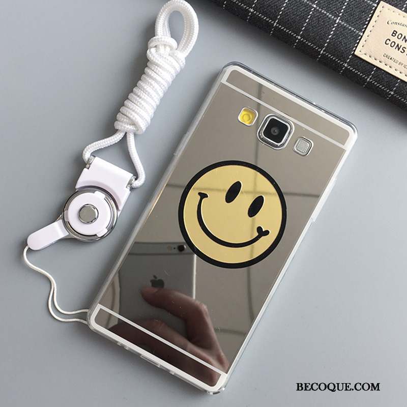 Samsung Galaxy A7 2015 Coque De Téléphone Protection Souriant Argent Miroir Placage