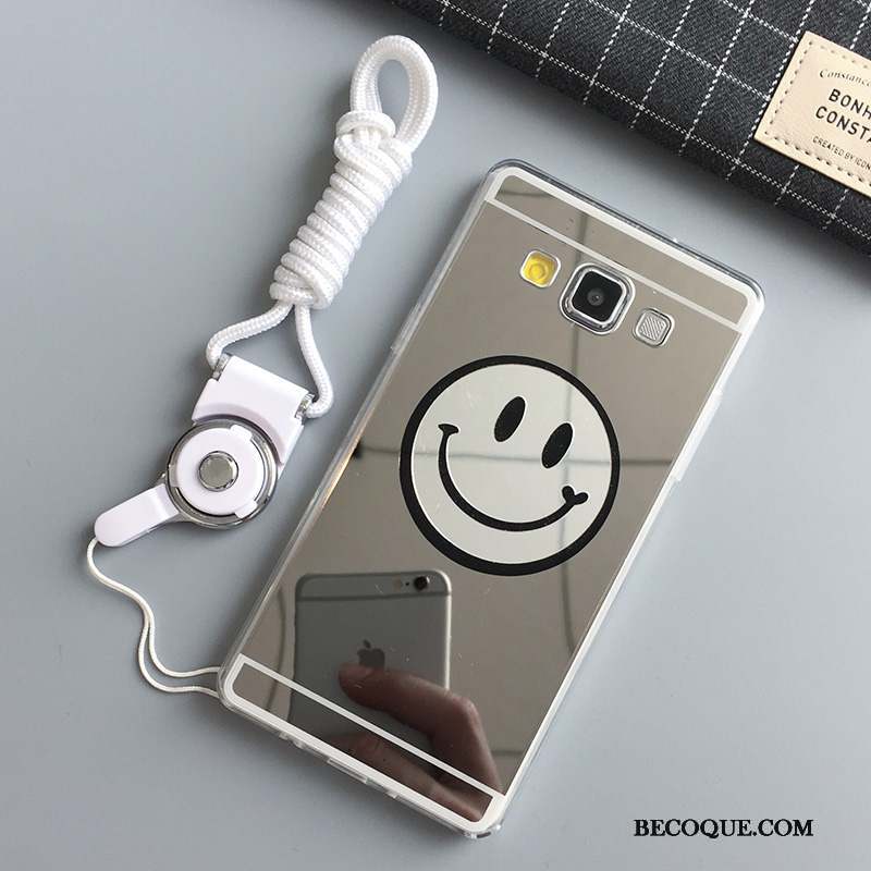 Samsung Galaxy A7 2015 Coque De Téléphone Protection Souriant Argent Miroir Placage