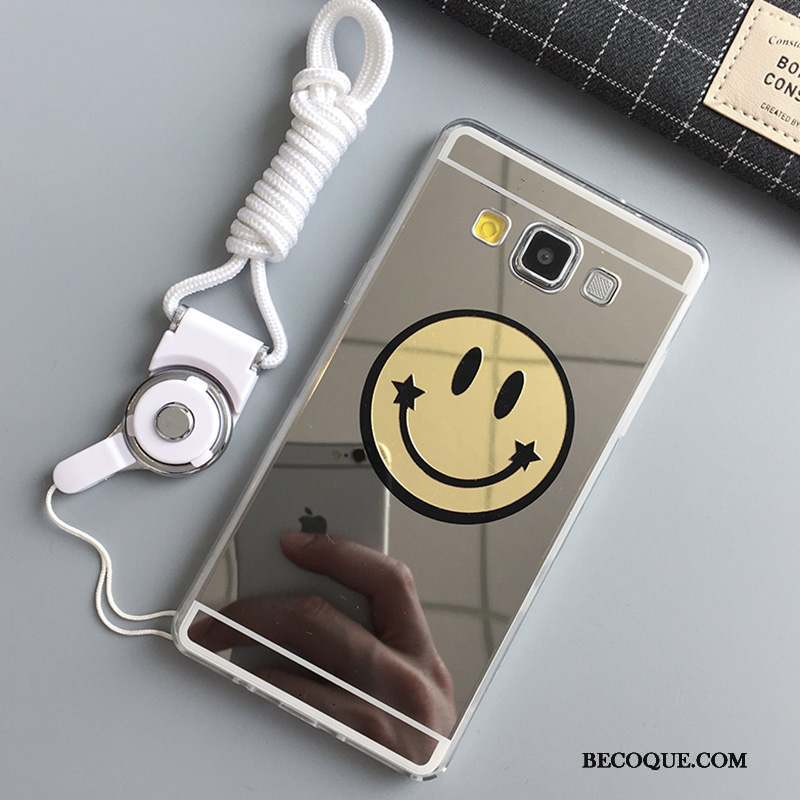 Samsung Galaxy A7 2015 Coque De Téléphone Protection Souriant Argent Miroir Placage