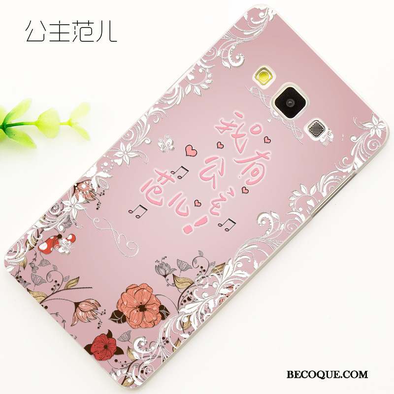 Samsung Galaxy A7 2015 Coque Incassable Rose Dessin Animé Étui Protection Gaufrage