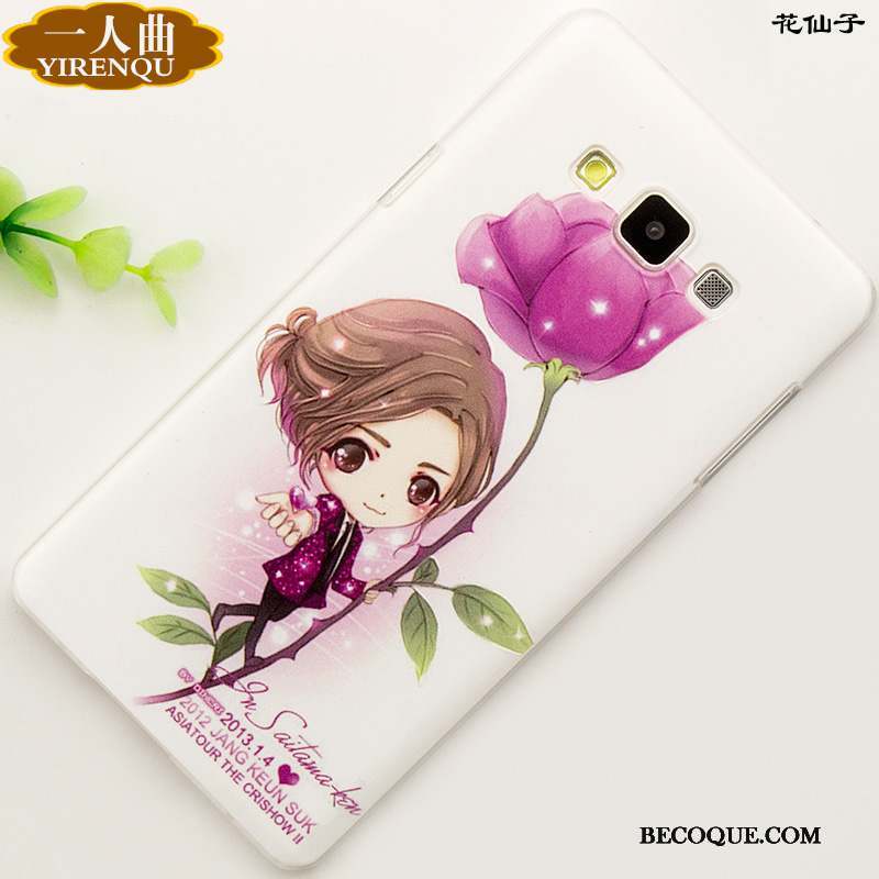 Samsung Galaxy A7 2015 Coque Incassable Rose Dessin Animé Étui Protection Gaufrage