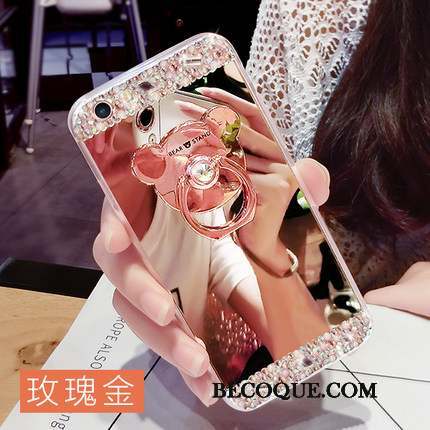Samsung Galaxy A7 2015 Coque Or Rose Créatif Silicone Anneau Personnalité Strass