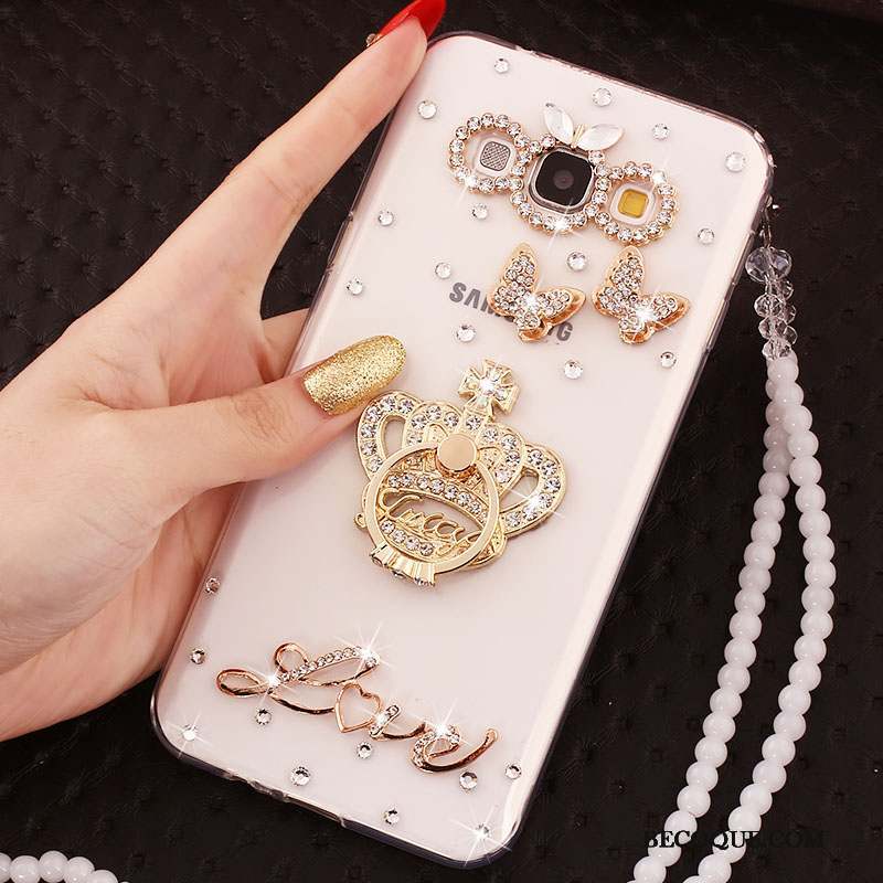 Samsung Galaxy A7 2015 Incassable Anneau Protection Coque Or Fluide Doux