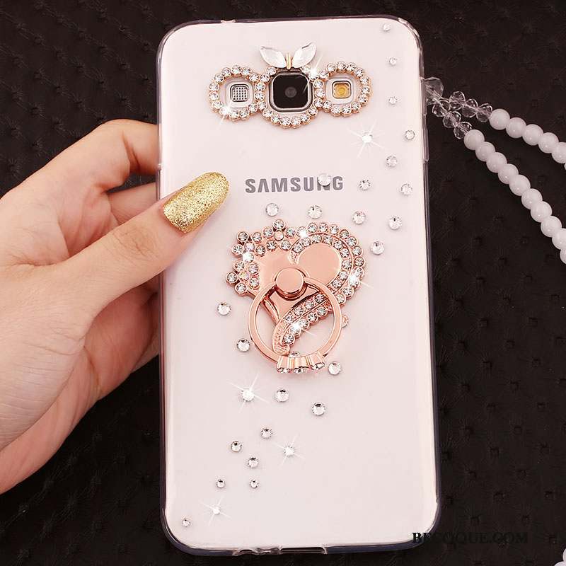 Samsung Galaxy A7 2015 Incassable Anneau Protection Coque Or Fluide Doux