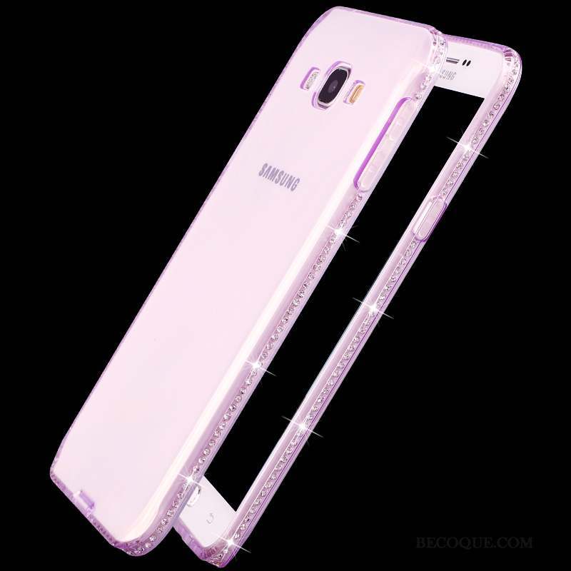 Samsung Galaxy A7 2015 Or Incruster Strass Coque De Téléphone Protection Fluide Doux Étui