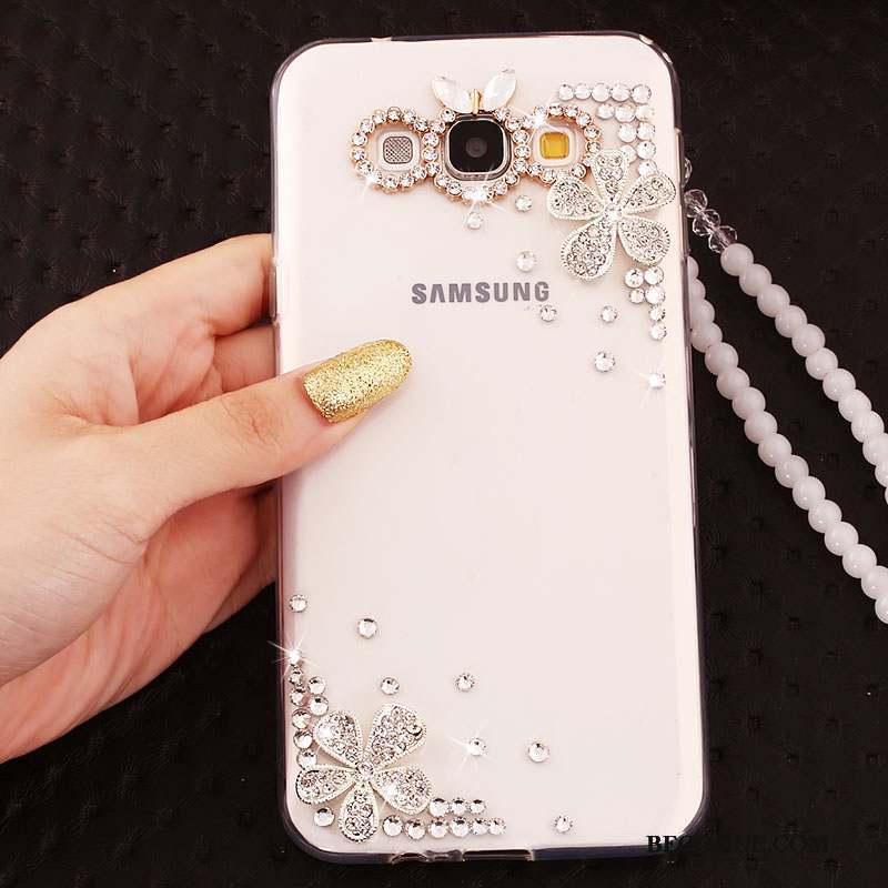 Samsung Galaxy A7 2015 Protection Ornements Suspendus Étui Cristal Coque De Téléphone Rose