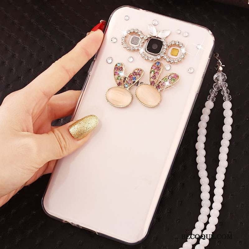 Samsung Galaxy A7 2015 Protection Strass Incassable Blanc Ornements Suspendus Coque De Téléphone