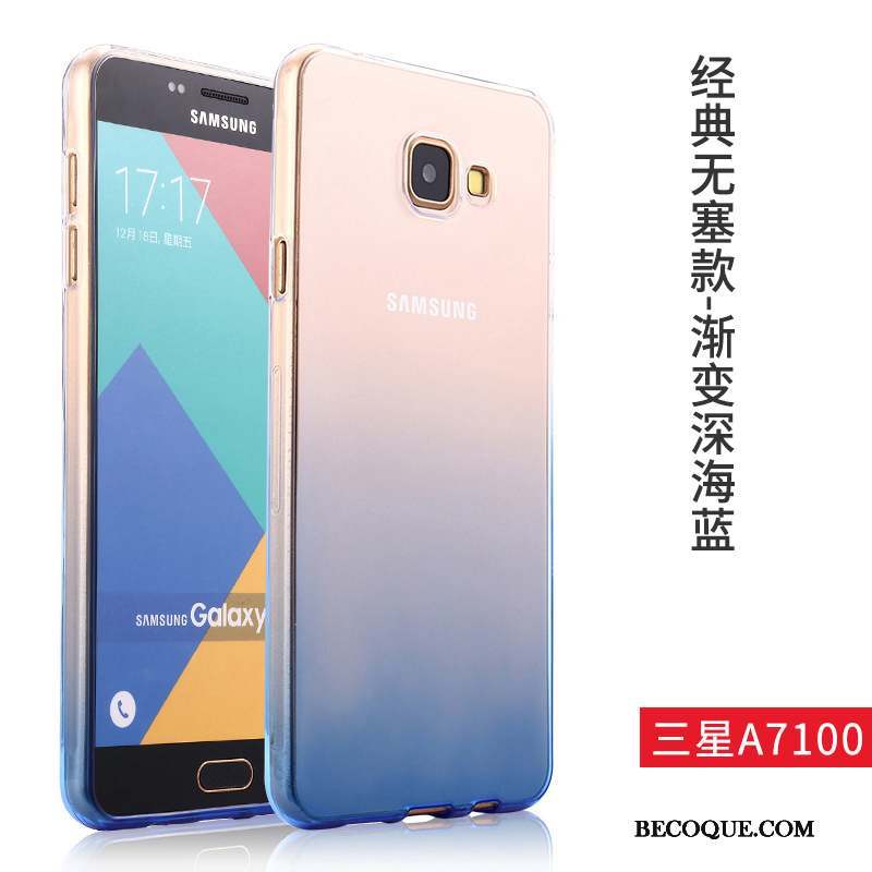 Samsung Galaxy A7 2016 Bleu Coque De Téléphone Transparent Silicone Fluide Doux Tendance