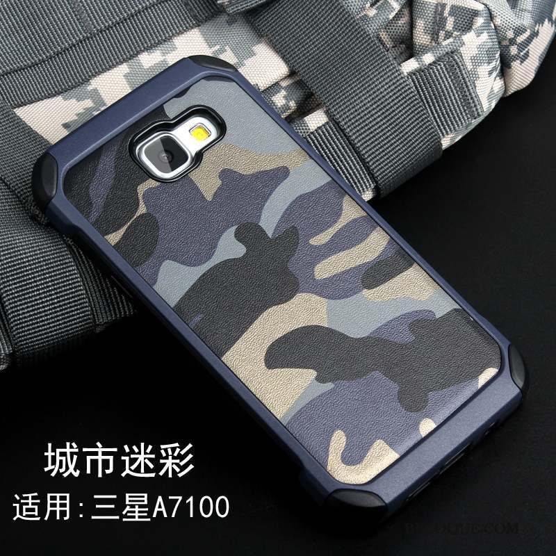 Samsung Galaxy A7 2016 Coque Étui Silicone Bleu Camouflage Personnalité Incassable