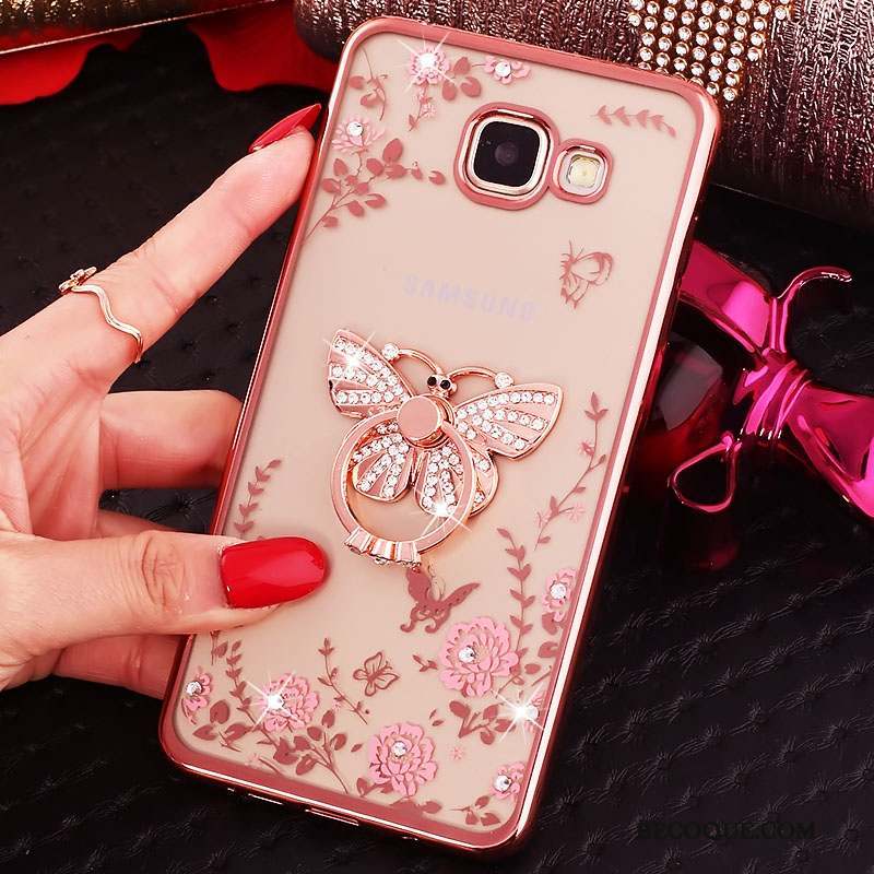 Samsung Galaxy A7 2016 Or Rose Support Coque De Téléphone Ornements Suspendus Silicone Fluide Doux