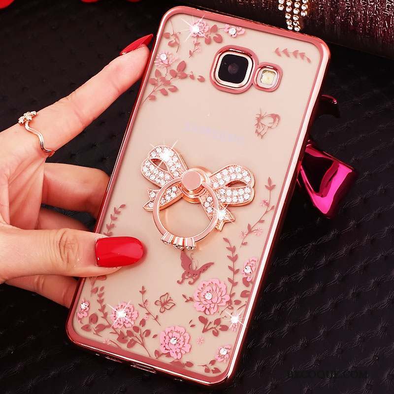 Samsung Galaxy A7 2016 Or Rose Support Coque De Téléphone Ornements Suspendus Silicone Fluide Doux