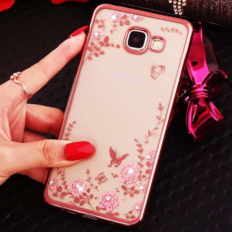 Samsung Galaxy A7 2016 Or Rose Support Coque De Téléphone Ornements Suspendus Silicone Fluide Doux