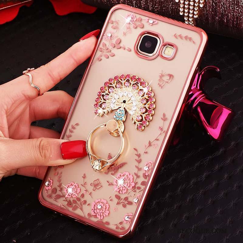 Samsung Galaxy A7 2016 Or Rose Support Coque De Téléphone Ornements Suspendus Silicone Fluide Doux