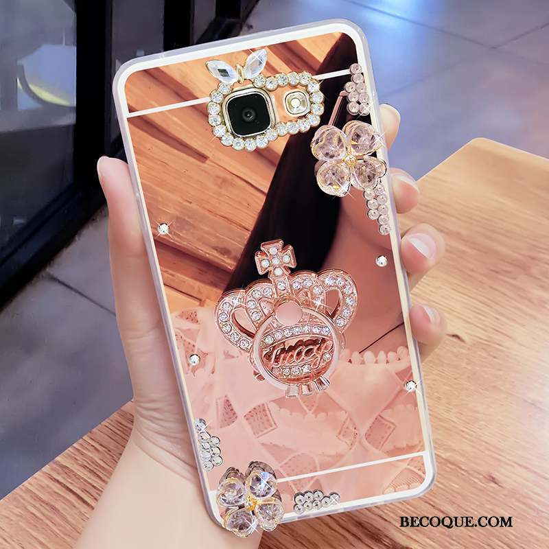 Samsung Galaxy A7 2017 Coque Miroir Support Étui Ornements Suspendus Protection Strass